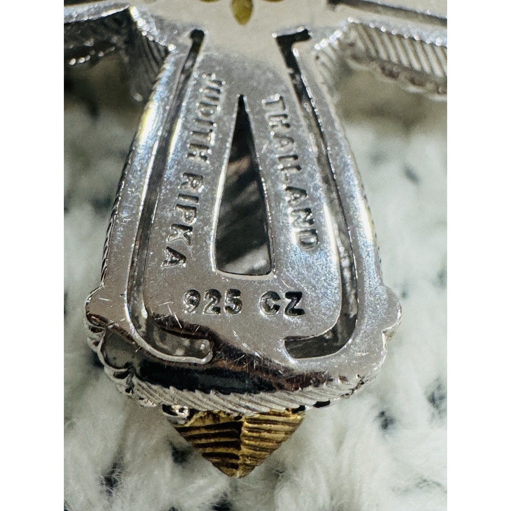 Judith Ripka 925 CZ Thailand Cross Pendant Yellow Stone Sterling - Picture 5 of 5